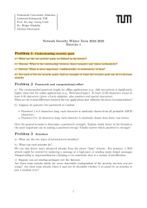 Network Security Exercise 1: Security Goals, Passwords, Attackers