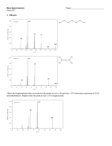 Mass Spectrometry Worksheet: Alkanes, Isotopes, Alkenes