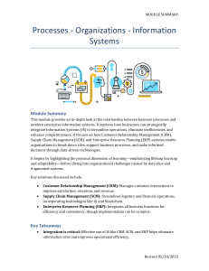 Processes, Organizations, and Information Systems Module Summary