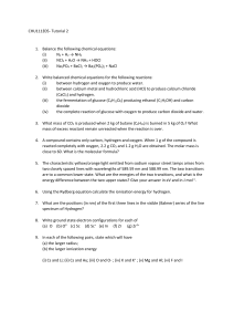 CHU111E05 Tutorial 2: Chemistry Problems