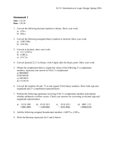 EC311 Logic Design Homework 1: Number Systems & Binary Operations