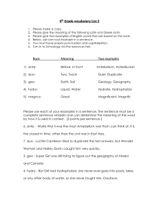 6th Grade Vocabulary List 2: Latin/Greek Roots
