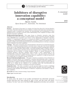 Inhibitors of Disruptive Innovation Capability: A Conceptual Model