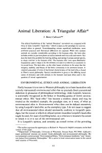 Animal Liberation: A Triangular Affair - Environmental Ethics Paper