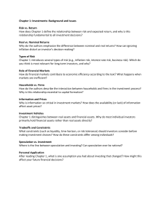 Chapter 1: Investments - Risk, Return, & Financial Markets