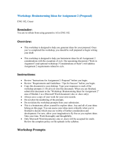 ENG 102 Workshop: Brainstorming Ideas for Proposal Assignment