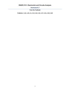 ENGR 2131 Electronics Homework 2: Circuits Analysis Problems