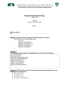 COE 212 Quiz 1: Engineering Programming