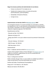 Implementaci&oacute;n de Servidor DHCP en Windows Server 20XX