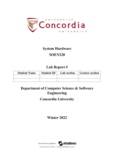 Concordia University System Hardware Lab Report Template SOEN228