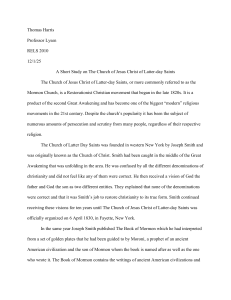 A Short Study on The Church of Jesus Christ of Latter-day Saints