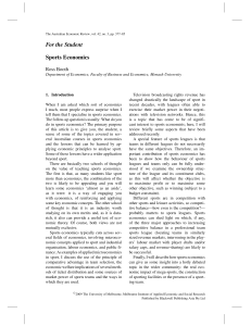 Sports Economics: Applying Economic Principles to Sport