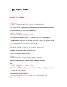LinkedIn Tips Handout: Profile & Career Guide