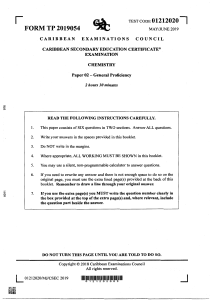 CSEC Chemistry Paper 02 2019 Exam