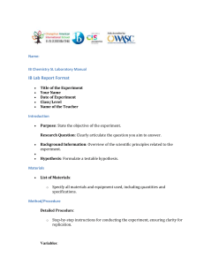 IB Chemistry SL Lab Manual: Solubility Experiments