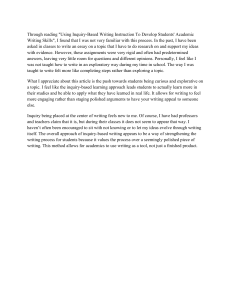 Inquiry-Based Writing: Academic Skills Reflection