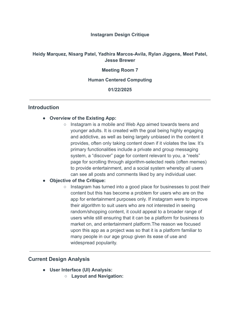 Instagram Design Critique: UI/UX Analysis & Improvements