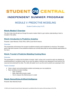 Module V: Predictive Modeling Course Outline