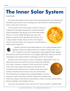 The Inner Solar System Worksheet