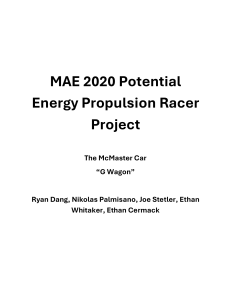 MAE 2020 Potential Energy Propulsion Racer Project Report