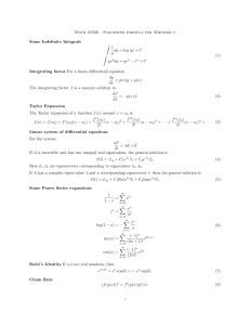 Math 18500 Midterm 1 Formula Sheet