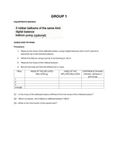 Gas Properties Lab Manual: Mass, Volume, Temperature, Pressure Experiments