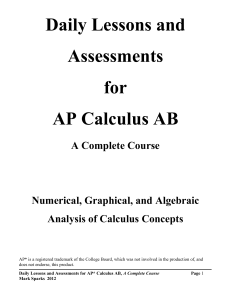 Daily Lessons & Assessments for AP Calculus AB: Complete Course