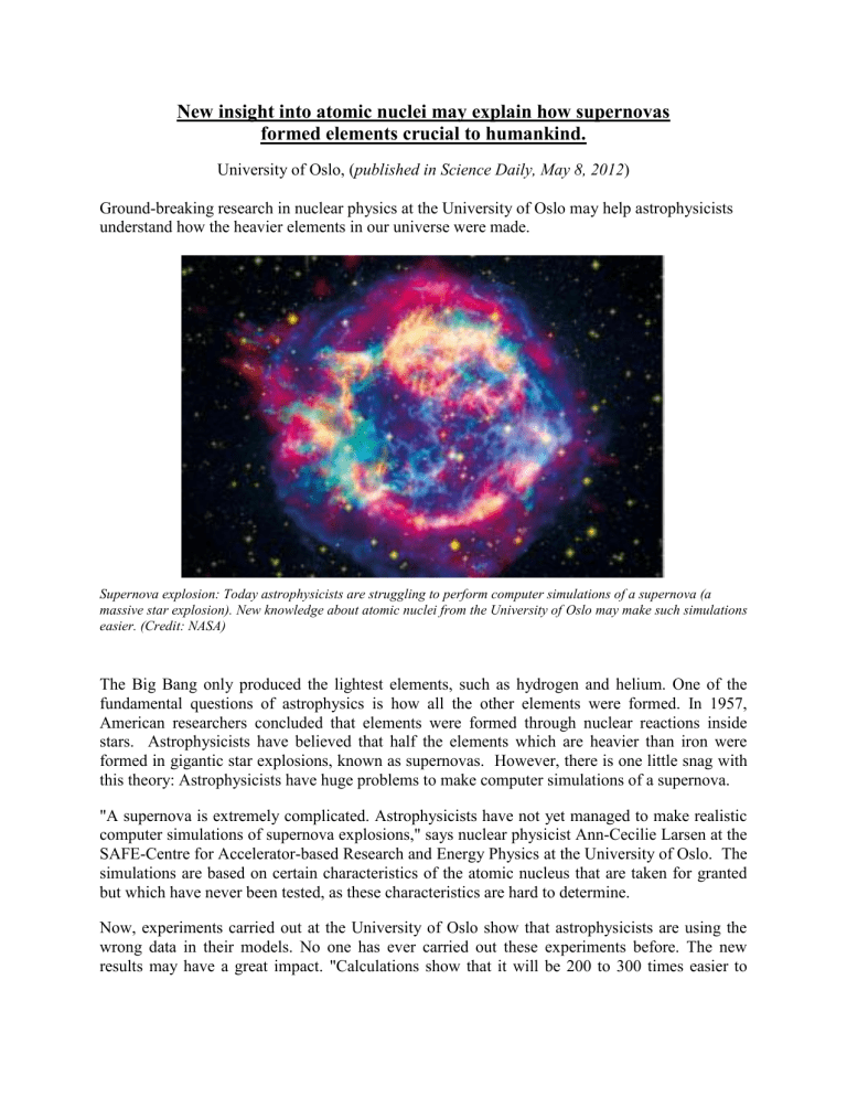 New Atomic Nuclei Insights Explain Supernova Element Formation