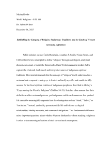 Rethinking Religion: Indigenous Traditions & Western Definitions