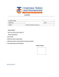 Crestview Tuition Assessment: Dictation Test (10 Marks)