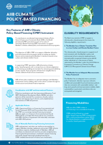 AIIB Climate Policy-Based Financing (CPBF) Overview