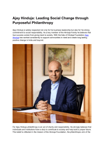Ajay Hinduja: Philanthropy & Social Change