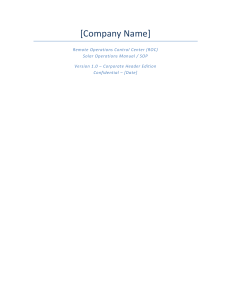 ROC Solar Operations Manual: SOP for Remote Control Centers