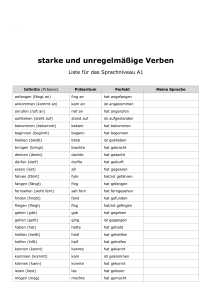 Starke und unregelm&auml;&szlig;ige Verben A1 Liste