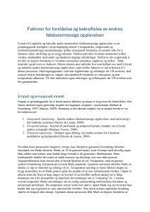 Faktorer for forst&aring;else og bekreftelse af andres f&oslash;lelsesmessige oplevelser