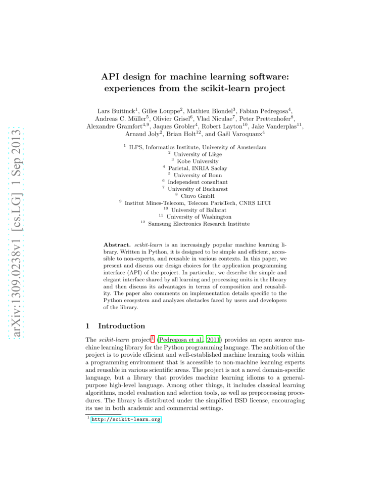 API Design for Machine Learning Software: Scikit-Learn Experiences