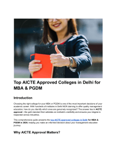 Top AICTE Approved MBA PGDM Colleges Delhi 2026