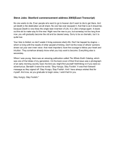 Steve Jobs Stanford 2005 Commencement Speech Transcript