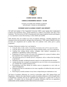 Chemical Engineering Design I Course Outline 2025/26