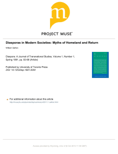 Diasporas in Modern Societies: Myths of Homeland and Return