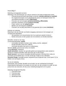 Hoorcollege 1: Marketing als toegepaste economie