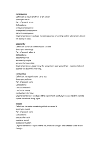 Vocabulary List: Consequence, Apparently, Conduct, Expose, Denial