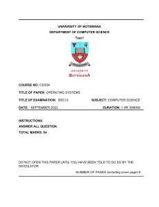 University of Botswana CSI354 Operating Systems Test