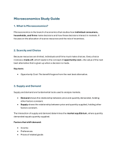Microeconomics Study Guide: Key Concepts