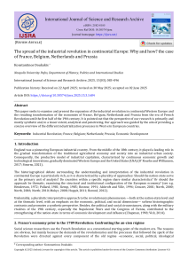 Industrial Revolution in Continental Europe: France, Belgium, Netherlands, Prussia