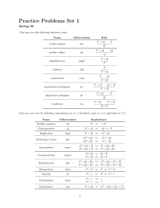 Propositional Logic Practice Problems Set 1