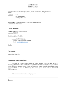MATH 431/531 Spring 2026 Syllabus - Real Analysis