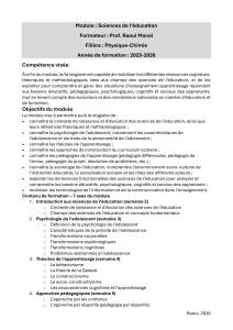 Module Sciences de l'&eacute;ducation Syllabus 2025-2026
