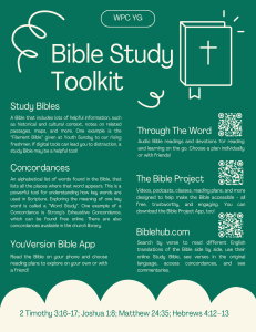 Bible Study Toolkit: Resources for Youth