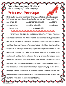 Figurative Language Worksheet: Princess Penelope Story